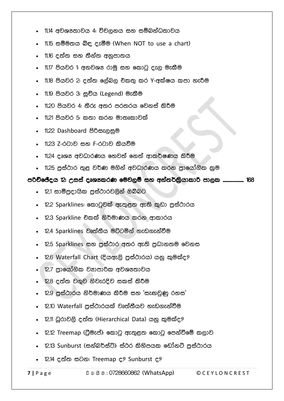 Advanced Excel — Contents page 6