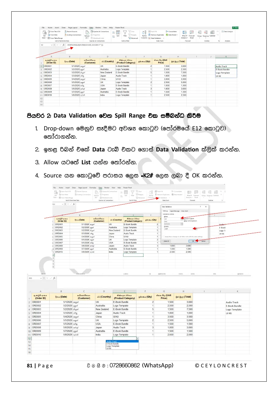 Advanced Excel — Sample page 3